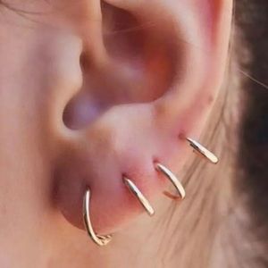 2x Pair Sterling Silver Hugging Hoop Earrings